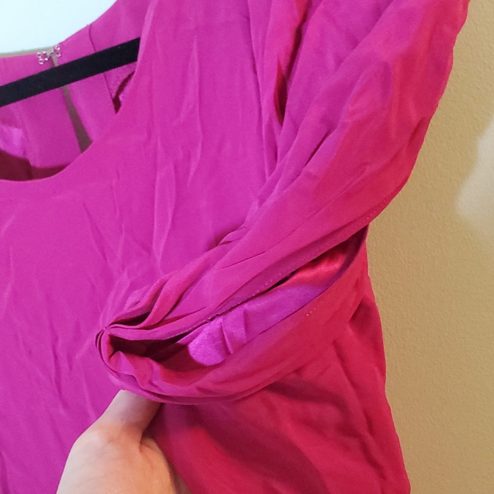 Jennifer Hope Dark Hot Pink Silk Sheath Dress Size 2 ~ Lightweight ~ Versatile - Picture 5 of 9